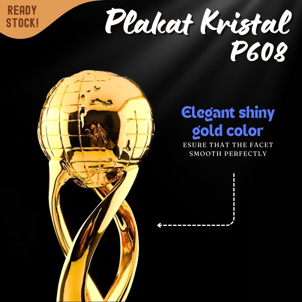 P608 Plakat kristal Bola Dunia Globe 29cm tinggi Crystal kaca Piala lomba - Image 3
