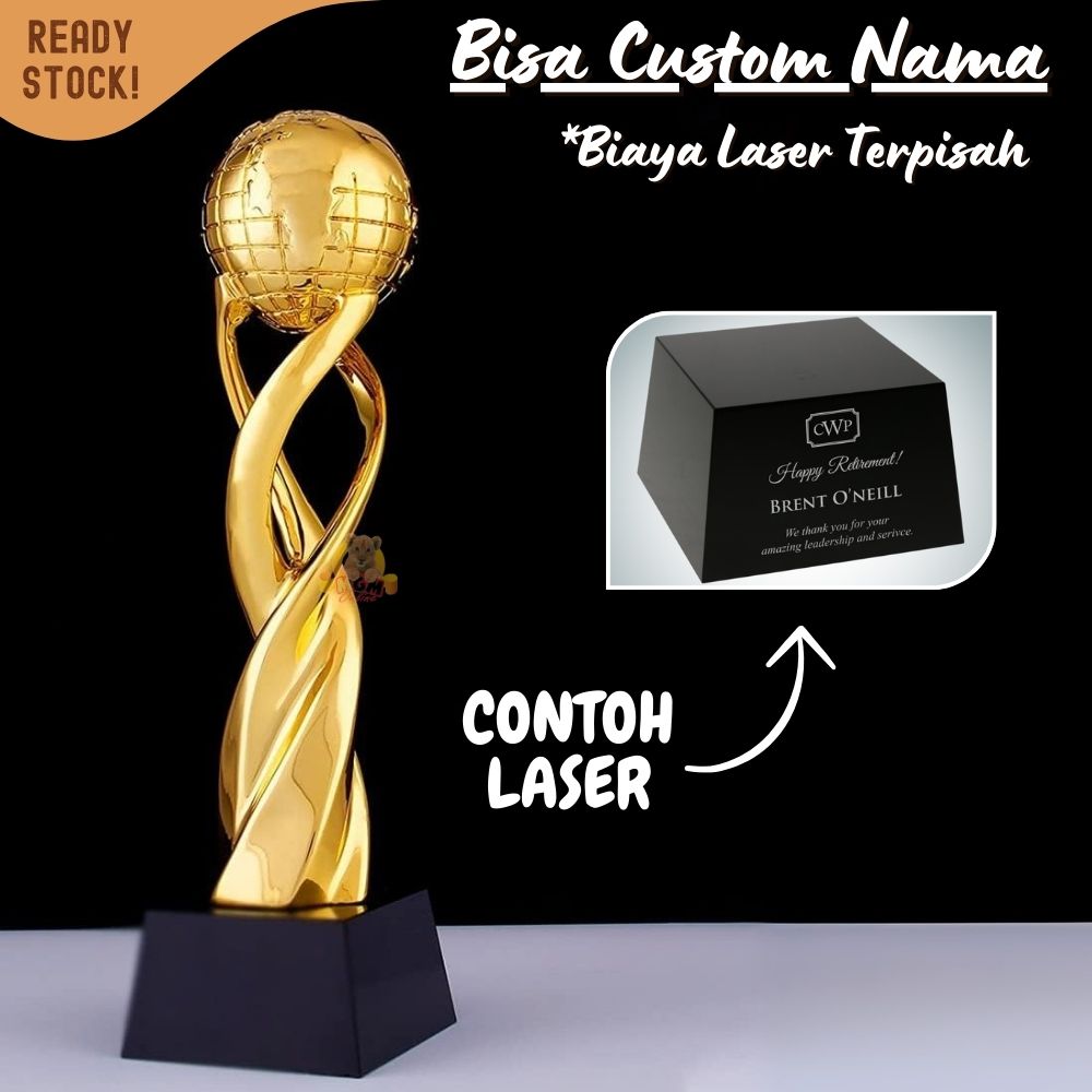 P608 Plakat kristal Bola Dunia Globe 29cm tinggi Crystal kaca Piala lomba - Image 6