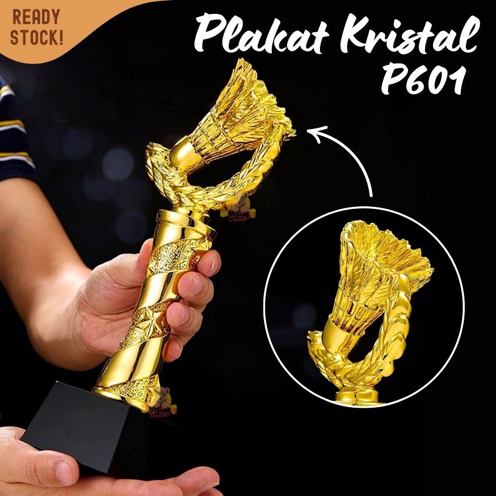 P601 Plakat kristal badminton bola 28cm tinggi Crystal kaca Piala lomba - Image 2