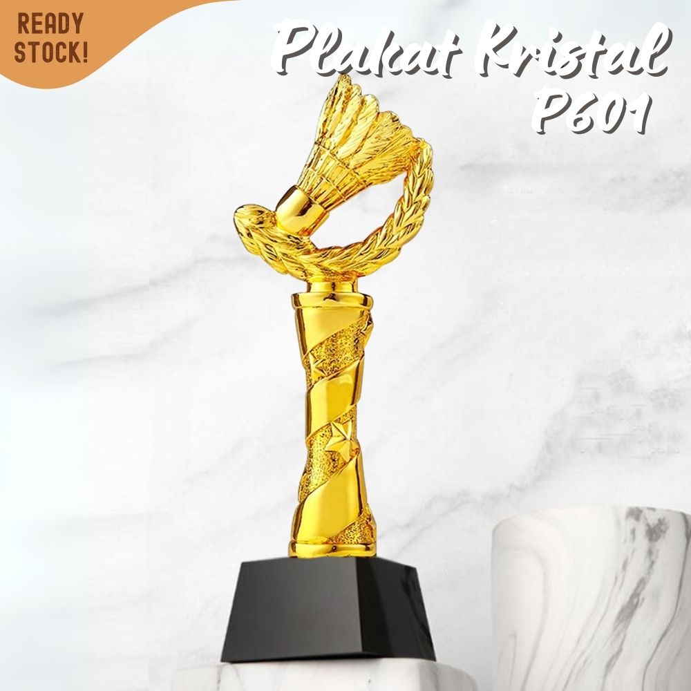 P601 Plakat kristal badminton bola 28cm tinggi Crystal kaca Piala lomba - Image 4