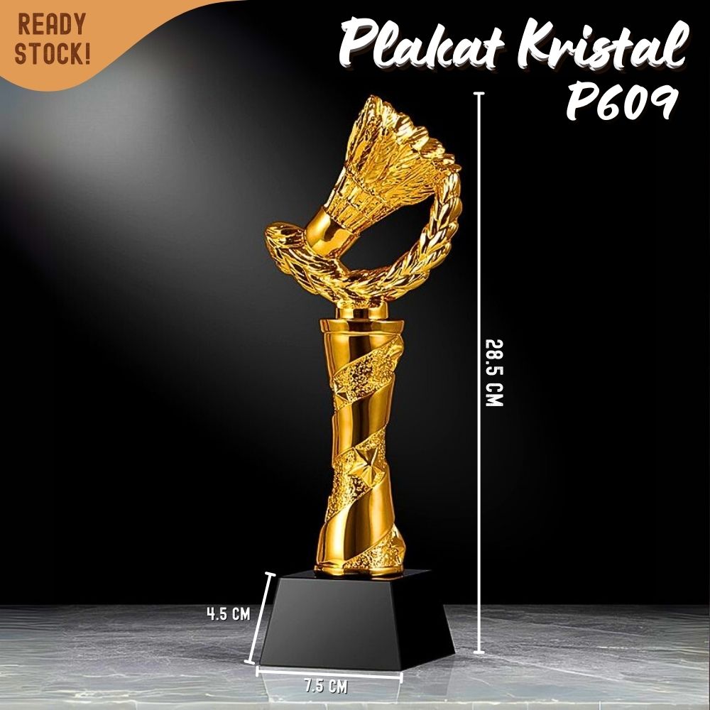 P601 Plakat kristal badminton bola 28cm tinggi Crystal kaca Piala lomba - Image 7