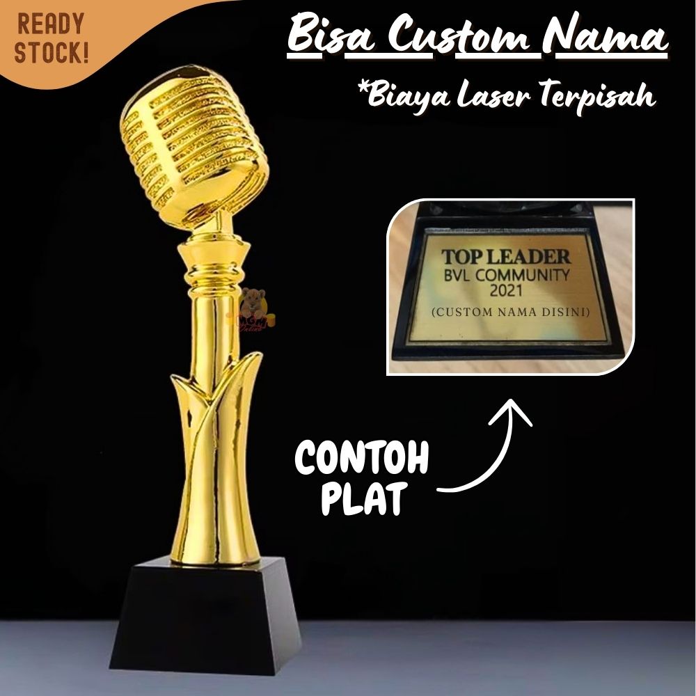 P604 Plakat kristal microphone nyanyi 29cm tinggi Crystal kaca Piala lomba - Image 4