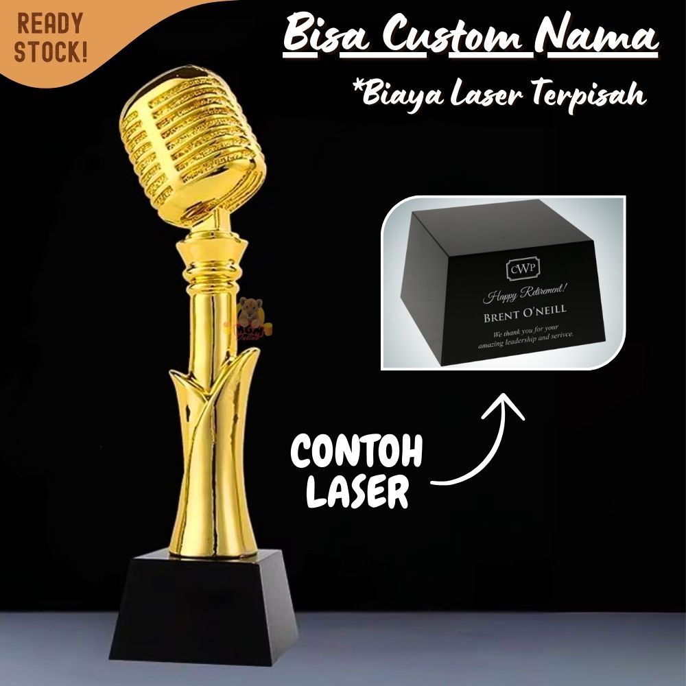 P604 Plakat kristal microphone nyanyi 29cm tinggi Crystal kaca Piala lomba - Image 5