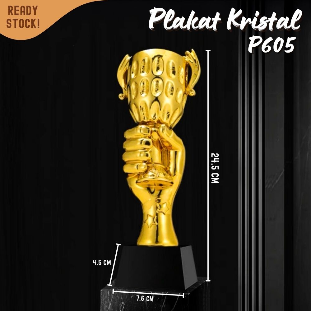 P606 Plakat kristal sepak bola soccer 28cm tinggi Crystal kaca Piala lomba - Image 7