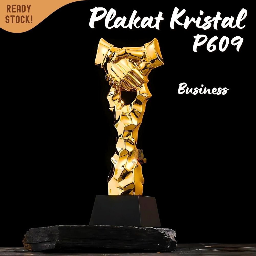 P609 Plakat kristal jabat tangan 25cm tinggi Crystal kaca Piala business