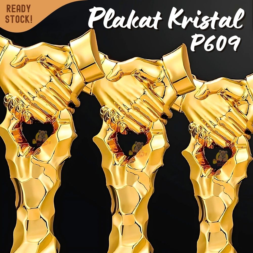 P609 Plakat kristal jabat tangan 25cm tinggi Crystal kaca Piala business - Image 4