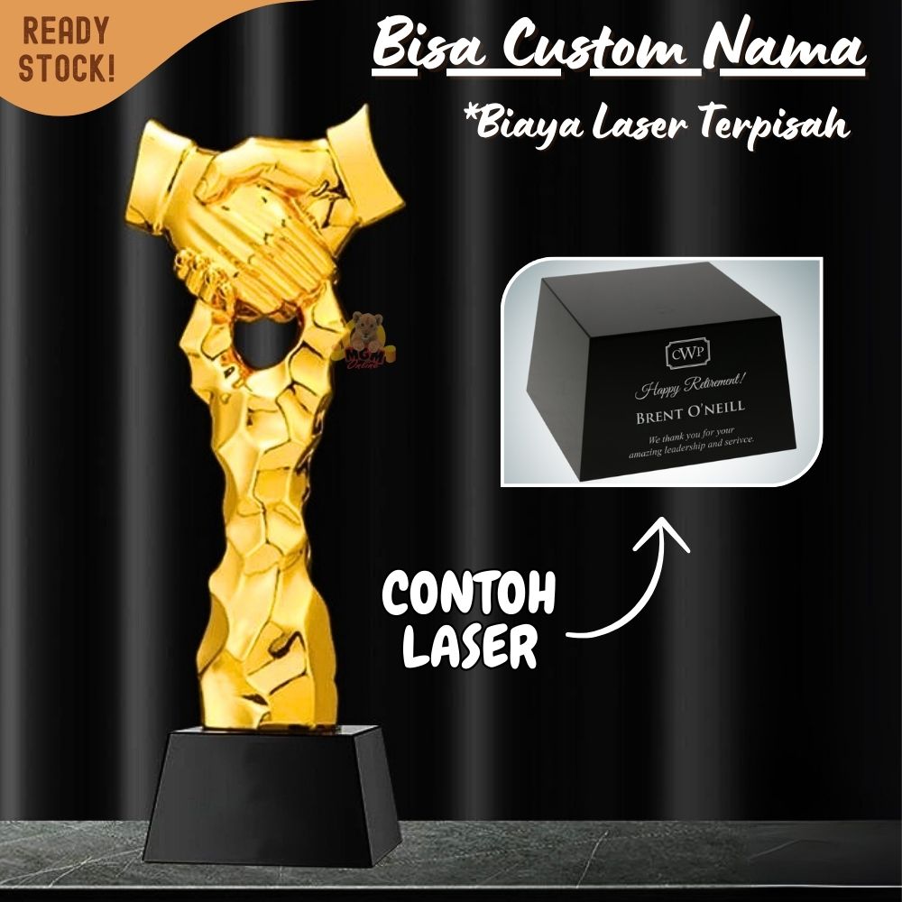 P609 Plakat kristal jabat tangan 25cm tinggi Crystal kaca Piala business - Image 6
