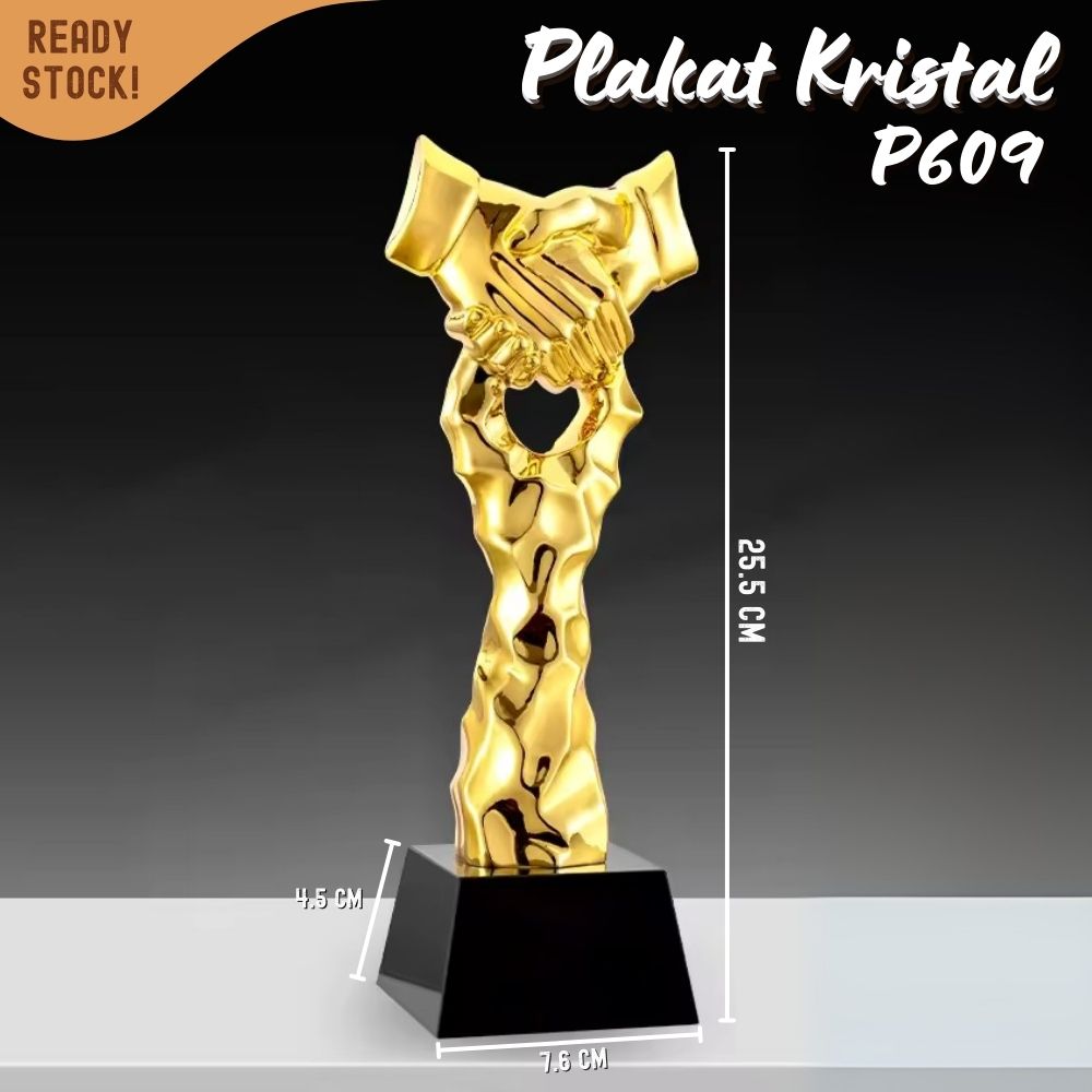 P609 Plakat kristal jabat tangan 25cm tinggi Crystal kaca Piala business - Image 7