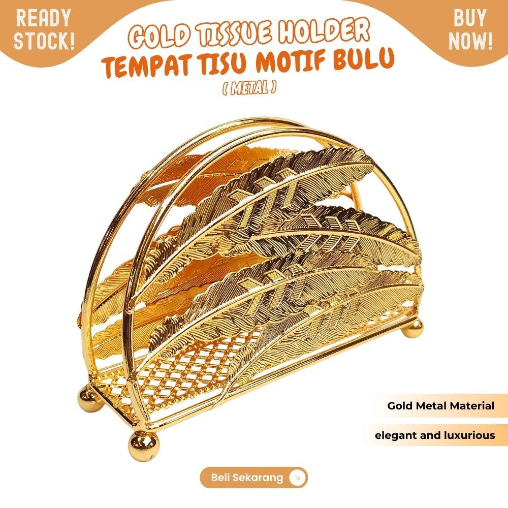 LUXURY tempat tissue Emas bahan metal tebal dengan motif bulu cocok untuk acara - Image 4