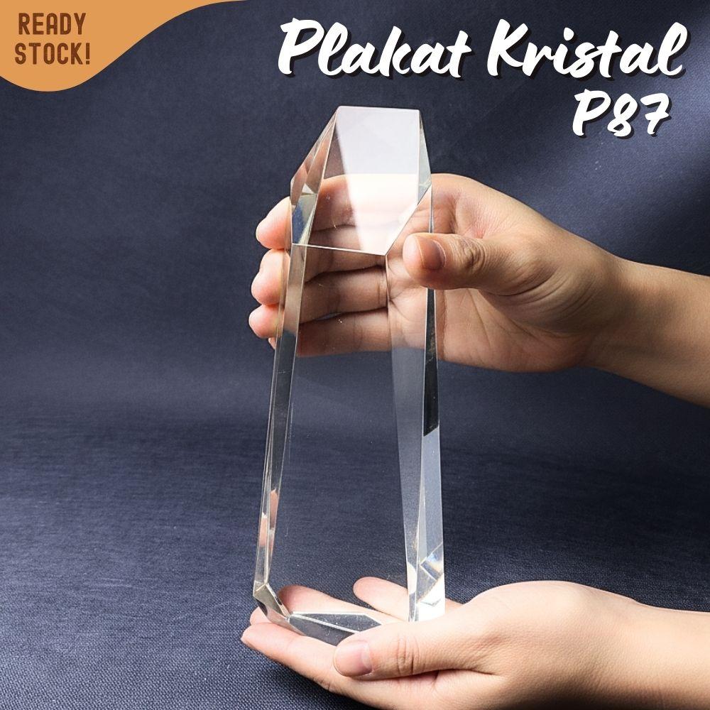 Plakat kristal model P87 balok tebal piagam medali trophy tropi crystal