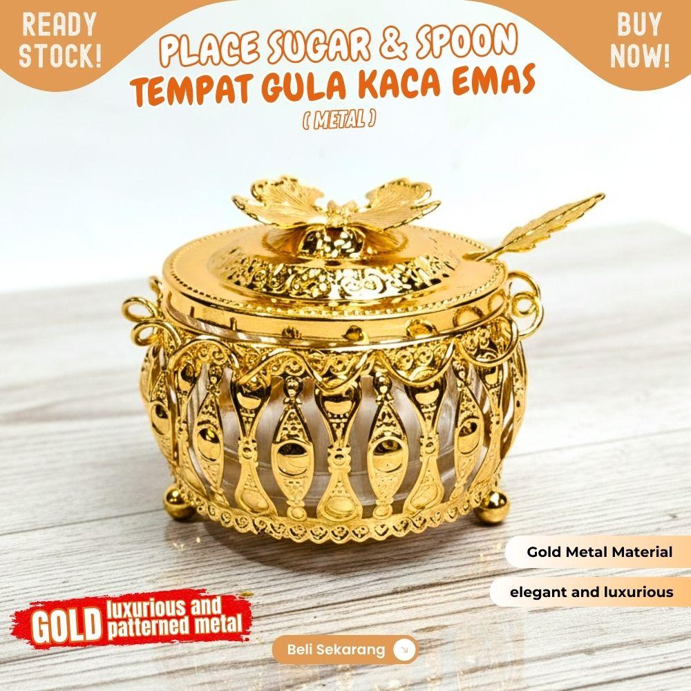 LUXURY tempat bumbu tempat gula Emas 200ml bahan metal tebal dengan motif bulu cocok untuk acara - Image 4