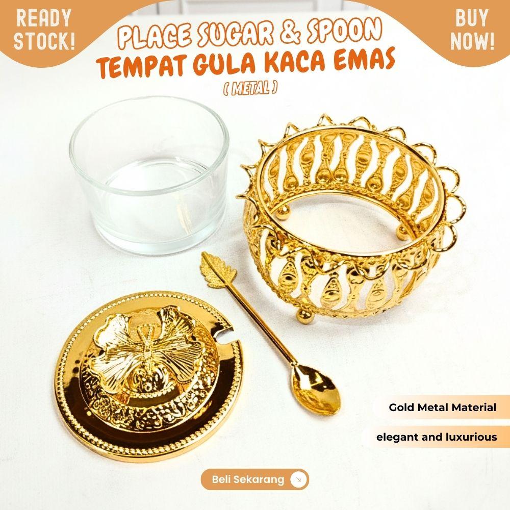 LUXURY tempat bumbu tempat gula Emas 200ml bahan metal tebal dengan motif bulu cocok untuk acara - Image 2