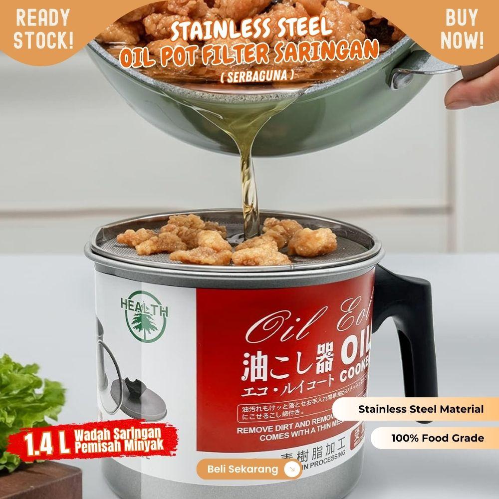 Tempat saringan Minyak Jelantah 1.4L Oilpot Stainless tempat minyak goreng