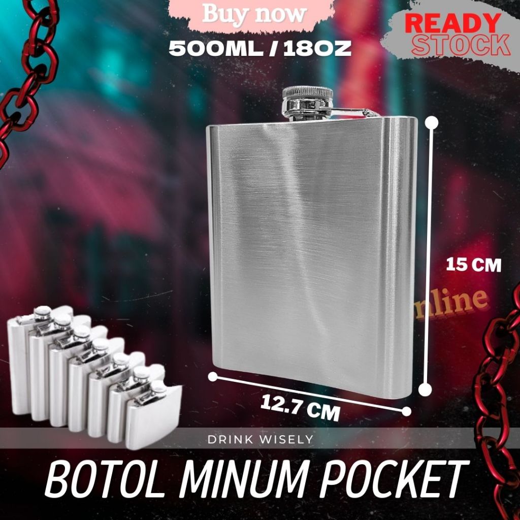 Botol pocket Stainless 500ml Hip Flask 18oz liquor botol minuman keras - Image 3