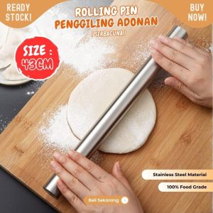 Stainless Steel Rolling Pin 43 cm Gilingan Adonan Mini Roller Pin Dough Roller 18in